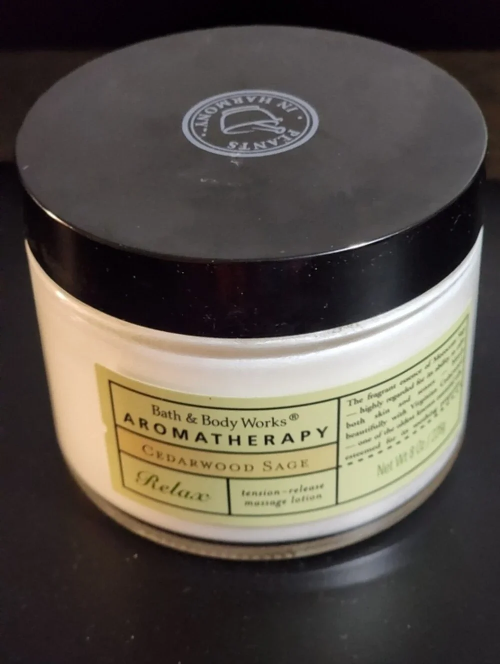 Bath & Body Works Cedarwood Sage Massage Lotion - Black & Cream Jars